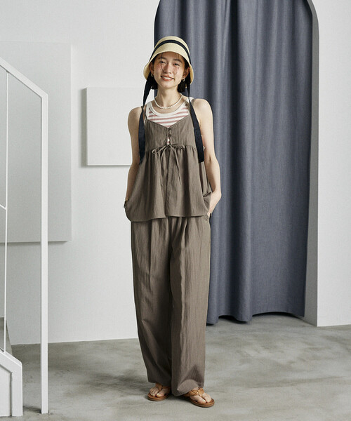 FREAK'S STORE(フリークスストア)の「【セットアイテム】SUMMERCOOL リボン付き キャミソールセットアップ/ビスチェセットアップ/接触冷感(セットアップ・レディース・ダークネイビー/ブラウン/ブルーグリーン/ブラック・MEDIUM/SMALL)」の12枚目の写真