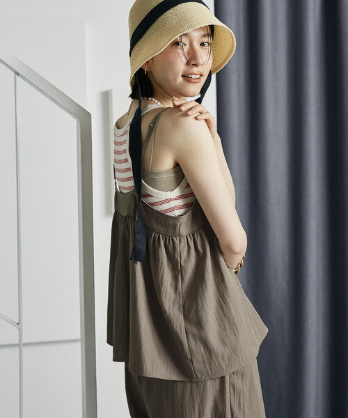 FREAK'S STORE(フリークスストア)の「【セットアイテム】SUMMERCOOL リボン付き キャミソールセットアップ/ビスチェセットアップ/接触冷感(セットアップ・レディース・ダークネイビー/ブラウン/ブルーグリーン/ブラック・MEDIUM/SMALL)」の13枚目の写真
