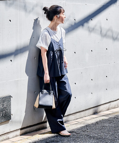FREAK'S STORE(フリークスストア)の「【セットアイテム】SUMMERCOOL リボン付き キャミソールセットアップ/ビスチェセットアップ/接触冷感(セットアップ・レディース・ダークネイビー/ブラウン/ブルーグリーン/ブラック・MEDIUM/SMALL)」の21枚目の写真