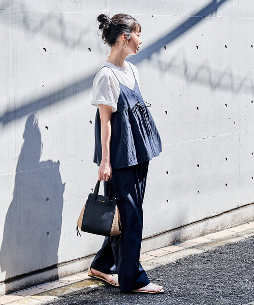 FREAK'S STORE(フリークスストア)の「【セットアイテム】SUMMERCOOL リボン付き キャミソールセットアップ/ビスチェセットアップ/接触冷感(セットアップ・レディース・ダークネイビー/ブラウン/ブルーグリーン/ブラック・MEDIUM/SMALL)」の22枚目の写真