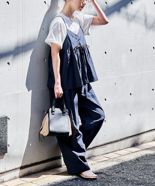 FREAK'S STORE(フリークスストア)の「【セットアイテム】SUMMERCOOL リボン付き キャミソールセットアップ/ビスチェセットアップ/接触冷感(セットアップ・レディース・ダークネイビー/ブラウン/ブルーグリーン/ブラック・MEDIUM/SMALL)」の8枚目の写真