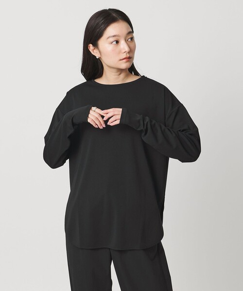 MARW UNITED ARROWS(マルゥ ユナイテッドアローズ)の「<MARW UNITED ARROWS>ラウンドヘム ロングスリーブ カットソー UVカット(Tシャツ/カットソー・レディース・ホワイト/ブラック・FREE)」の1枚目の写真