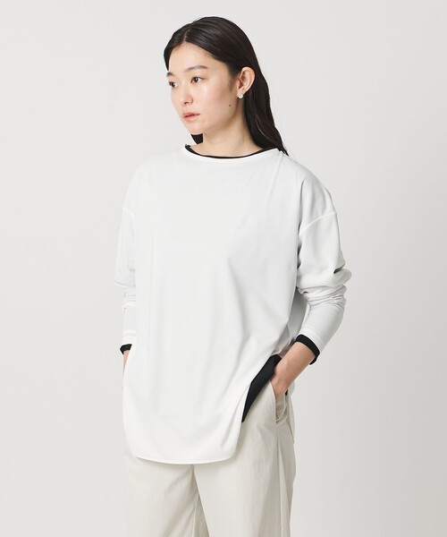 MARW UNITED ARROWS(マルゥ ユナイテッドアローズ)の「<MARW UNITED ARROWS>ラウンドヘム ロングスリーブ カットソー UVカット(Tシャツ/カットソー・レディース・ホワイト/ブラック・FREE)」の3枚目の写真