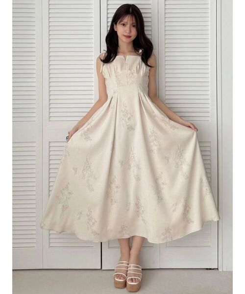 MERCURYDUO(マーキュリーデュオ)の「リネンライクショルダーリボンキャミワンピース(ワンピース・レディース・アイボリー/グレー/ベージュ・MEDIUM/SMALL)」の5枚目の写真