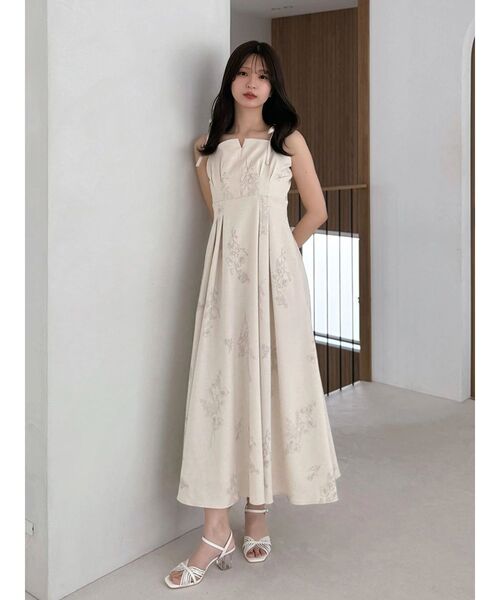 MERCURYDUO(マーキュリーデュオ)の「リネンライクショルダーリボンキャミワンピース(ワンピース・レディース・アイボリー/グレー/ベージュ・MEDIUM/SMALL)」の6枚目の写真