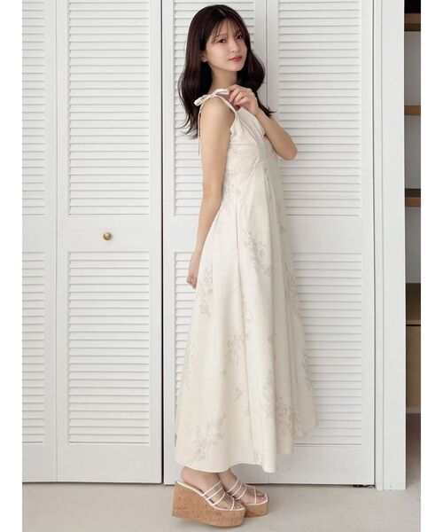 MERCURYDUO(マーキュリーデュオ)の「リネンライクショルダーリボンキャミワンピース(ワンピース・レディース・アイボリー/グレー/ベージュ・MEDIUM/SMALL)」の7枚目の写真