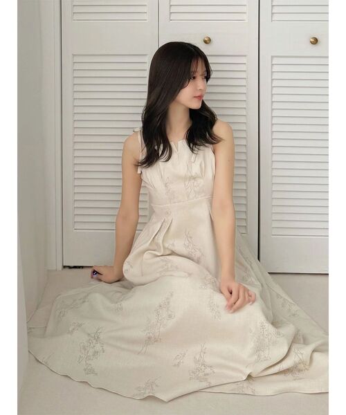 MERCURYDUO(マーキュリーデュオ)の「リネンライクショルダーリボンキャミワンピース(ワンピース・レディース・アイボリー/グレー/ベージュ・MEDIUM/SMALL)」の8枚目の写真