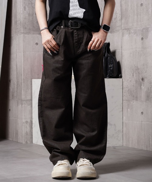 1111clothing（ワンフォークロージング）の「ヘリンボーンデニムパンツ / Herringbone denim pants（デニムパンツ・メンズ・ブルー/ブラック/ブラウン・S/M/L）」の3枚目の写真