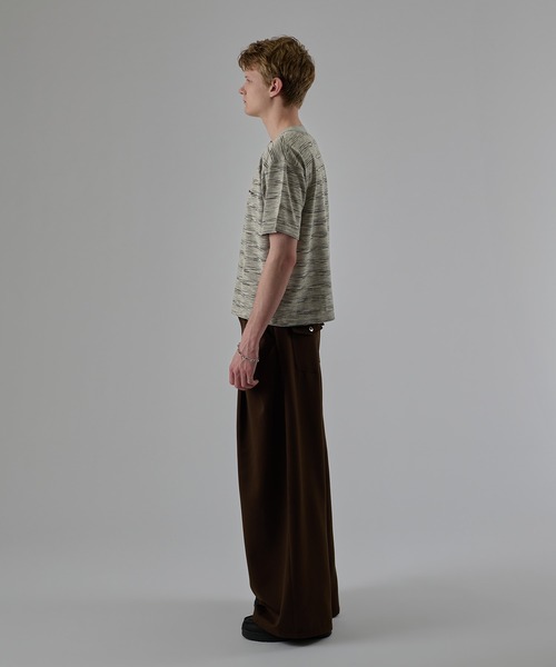 kutir（クティール）の「HENLEY NECK SILVER BUTTON BORDER TSHIRT／ヘンリーネック シルバーボタン ボーダーTEE（Tシャツ/カットソー・メンズ・ブラック/杢グレー/ブラウン・LARGE/MEDIUM）」の20枚目の写真