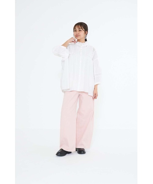 HEART MARKET（ハートマーケット）の「ピンタックレース切換ブラウス（シャツ/ブラウス・レディース・チャコール/ホワイト/カーキ・FREE）」の4枚目の写真