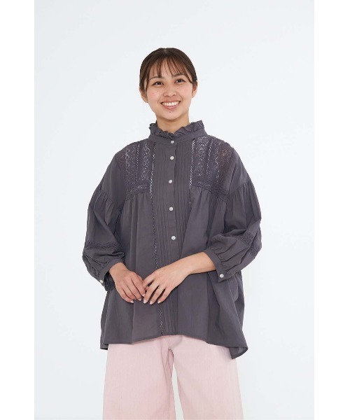 HEART MARKET（ハートマーケット）の「ピンタックレース切換ブラウス（シャツ/ブラウス・レディース・チャコール/ホワイト/カーキ・FREE）」の10枚目の写真