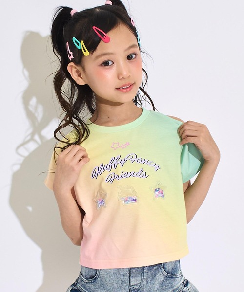 ANAP kids(アナップキッズ)の「スパンコール ユニコーン 肩アキ Tシャツ トップス(Tシャツ/カットソー・キッズ・レインボー/マルチ・130/120/110)」の3枚目の写真