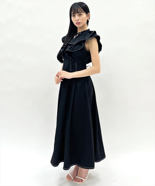 WILLSELECTION(ウィルセレクション)の「ナローリボンラッフルフリルワンピース(ワンピース・レディース・ブラック/サックスブルー/ネイビー/ピンク・FREE)」の10枚目の写真