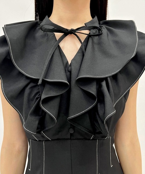 WILLSELECTION(ウィルセレクション)の「ナローリボンラッフルフリルワンピース(ワンピース・レディース・ブラック/サックスブルー/ネイビー/ピンク・FREE)」の11枚目の写真