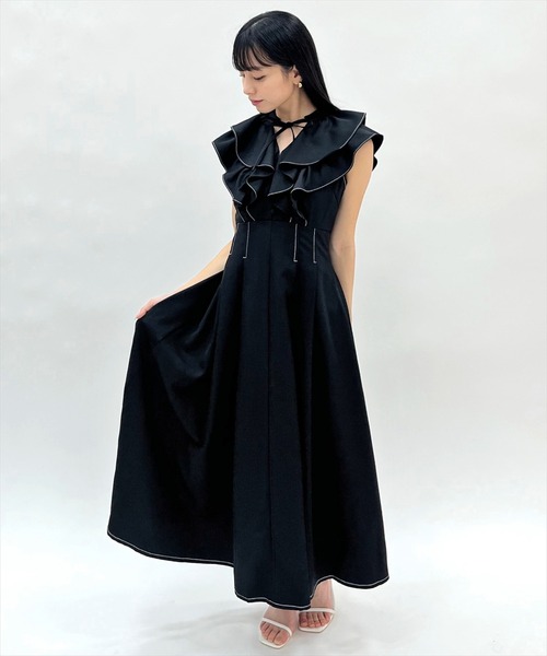 WILLSELECTION(ウィルセレクション)の「ナローリボンラッフルフリルワンピース(ワンピース・レディース・ブラック/サックスブルー/ネイビー/ピンク・FREE)」の16枚目の写真