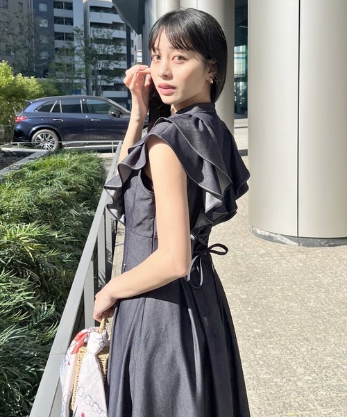 WILLSELECTION(ウィルセレクション)の「ナローリボンラッフルフリルワンピース(ワンピース・レディース・ブラック/サックスブルー/ネイビー/ピンク・FREE)」の20枚目の写真