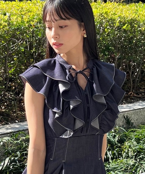 WILLSELECTION(ウィルセレクション)の「ナローリボンラッフルフリルワンピース(ワンピース・レディース・ブラック/サックスブルー/ネイビー/ピンク・FREE)」の21枚目の写真