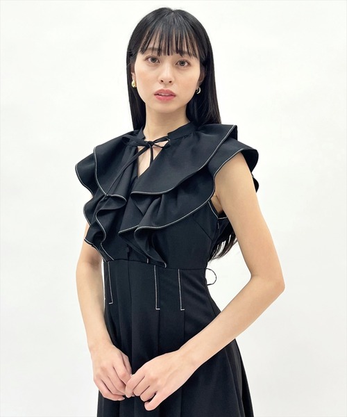 WILLSELECTION(ウィルセレクション)の「ナローリボンラッフルフリルワンピース(ワンピース・レディース・ブラック/サックスブルー/ネイビー/ピンク・FREE)」の5枚目の写真