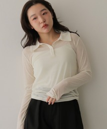 【cheriella】シアーポロトップス SHEER POLO TOP