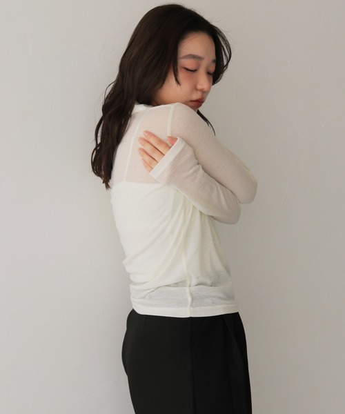 cheriella(シェリエラ)の「【cheriella】シアーポロトップス SHEER POLO TOP(Tシャツ/カットソー・レディース・アイボリー/ブラック・FREE)」の8枚目の写真