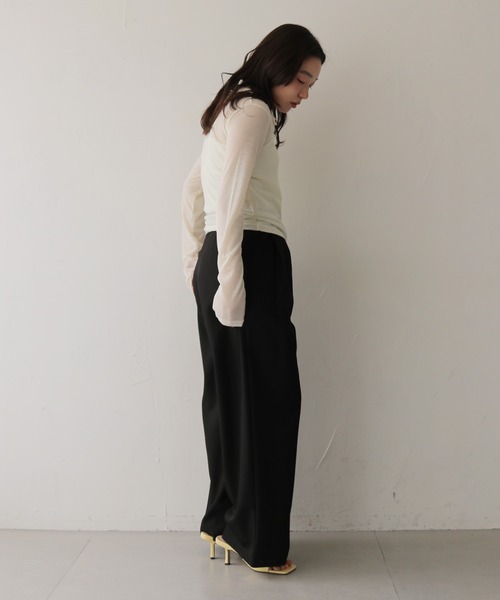 cheriella(シェリエラ)の「【cheriella】シアーポロトップス SHEER POLO TOP(Tシャツ/カットソー・レディース・アイボリー/ブラック・FREE)」の9枚目の写真