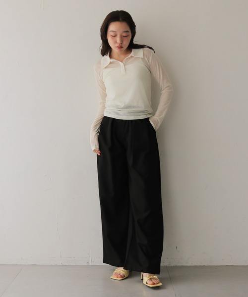 cheriella(シェリエラ)の「【cheriella】シアーポロトップス SHEER POLO TOP(Tシャツ/カットソー・レディース・アイボリー/ブラック・FREE)」の11枚目の写真