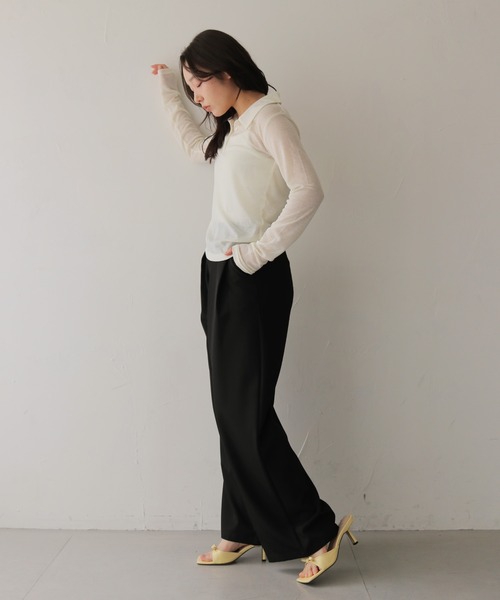 cheriella(シェリエラ)の「【cheriella】シアーポロトップス SHEER POLO TOP(Tシャツ/カットソー・レディース・アイボリー/ブラック・FREE)」の12枚目の写真
