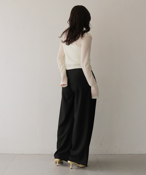 cheriella(シェリエラ)の「【cheriella】シアーポロトップス SHEER POLO TOP(Tシャツ/カットソー・レディース・アイボリー/ブラック・FREE)」の13枚目の写真