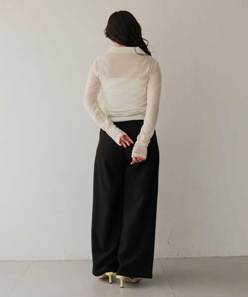 cheriella(シェリエラ)の「【cheriella】シアーポロトップス SHEER POLO TOP(Tシャツ/カットソー・レディース・アイボリー/ブラック・FREE)」の14枚目の写真