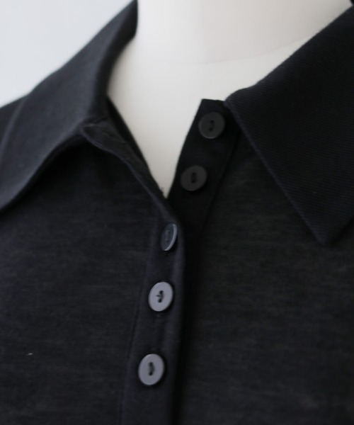 cheriella(シェリエラ)の「【cheriella】シアーポロトップス SHEER POLO TOP(Tシャツ/カットソー・レディース・アイボリー/ブラック・FREE)」の3枚目の写真