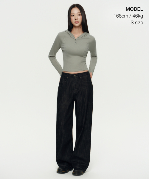 MUSINSA STANDARD WOMAN（ムシンサスタンダードウーマン）の「ウィメンズリブスリムフード付き長袖Tシャツ[カーキグレー]（パーカー・レディース・その他・LARGE/MEDIUM/SMALL/X-LARGE/X-SMALL）」の9枚目の写真