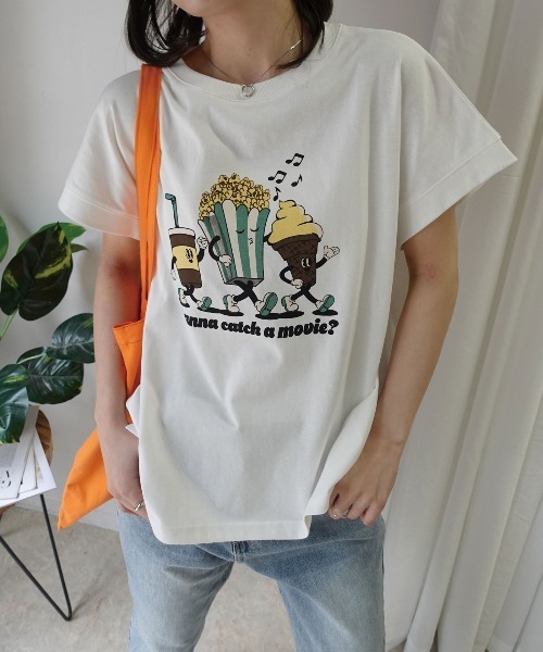 CORNERS(コーナーズ)の「ポップコーンTシャツ(Tシャツ/カットソー・レディース・グレイッシュベージュ/ブラック/ミント/オフホワイト・FREE)」の2枚目の写真