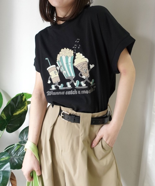 CORNERS(コーナーズ)の「ポップコーンTシャツ(Tシャツ/カットソー・レディース・グレイッシュベージュ/ブラック/ミント/オフホワイト・FREE)」の3枚目の写真
