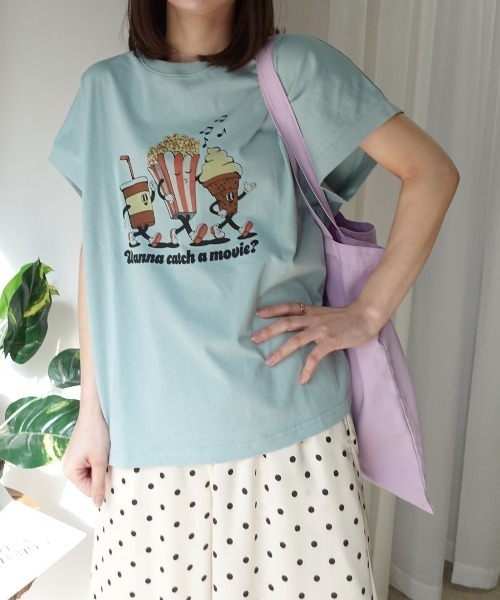 CORNERS(コーナーズ)の「ポップコーンTシャツ(Tシャツ/カットソー・レディース・グレイッシュベージュ/ブラック/ミント/オフホワイト・FREE)」の16枚目の写真