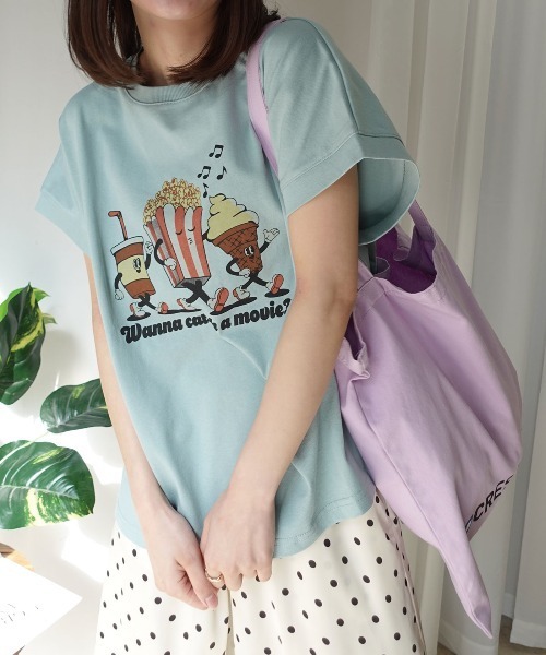 CORNERS(コーナーズ)の「ポップコーンTシャツ(Tシャツ/カットソー・レディース・グレイッシュベージュ/ブラック/ミント/オフホワイト・FREE)」の15枚目の写真