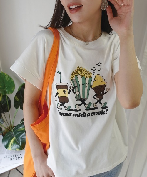CORNERS(コーナーズ)の「ポップコーンTシャツ(Tシャツ/カットソー・レディース・グレイッシュベージュ/ブラック/ミント/オフホワイト・FREE)」の10枚目の写真