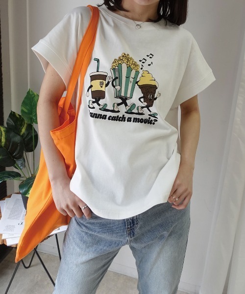 CORNERS(コーナーズ)の「ポップコーンTシャツ(Tシャツ/カットソー・レディース・グレイッシュベージュ/ブラック/ミント/オフホワイト・FREE)」の9枚目の写真