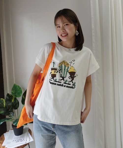 CORNERS(コーナーズ)の「ポップコーンTシャツ(Tシャツ/カットソー・レディース・グレイッシュベージュ/ブラック/ミント/オフホワイト・FREE)」の7枚目の写真