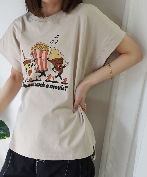 CORNERS(コーナーズ)の「ポップコーンTシャツ(Tシャツ/カットソー・レディース・グレイッシュベージュ/ブラック/ミント/オフホワイト・FREE)」の6枚目の写真