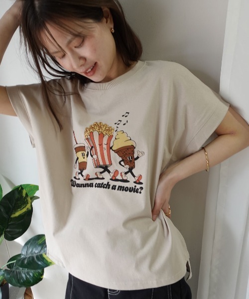 CORNERS(コーナーズ)の「ポップコーンTシャツ(Tシャツ/カットソー・レディース・グレイッシュベージュ/ブラック/ミント/オフホワイト・FREE)」の5枚目の写真