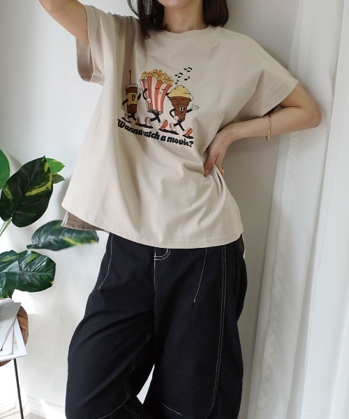 CORNERS(コーナーズ)の「ポップコーンTシャツ(Tシャツ/カットソー・レディース・グレイッシュベージュ/ブラック/ミント/オフホワイト・FREE)」の18枚目の写真