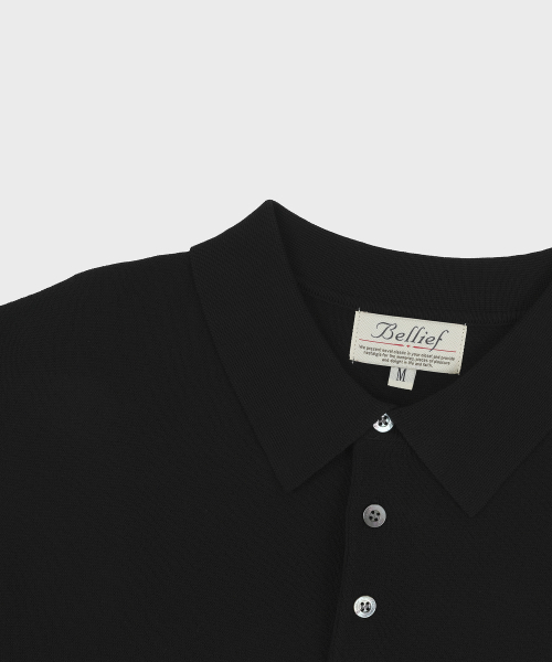 BELLIEF(ベリーフ)の「Essential Hard Twist Cotton Short Sleeve Polo Knit (Black)(ニット/セーター・メンズ・その他・LARGE/MEDIUM/X-LARGE)」の3枚目の写真
