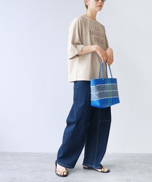 reca（レカ）の「【接触冷感】刺繍&プリント配色ロゴラグランTシャツ（Tシャツ/カットソー・レディース・グレイッシュベージュ/グリーン系その他/オフホワイト・FREE）」の5枚目の写真