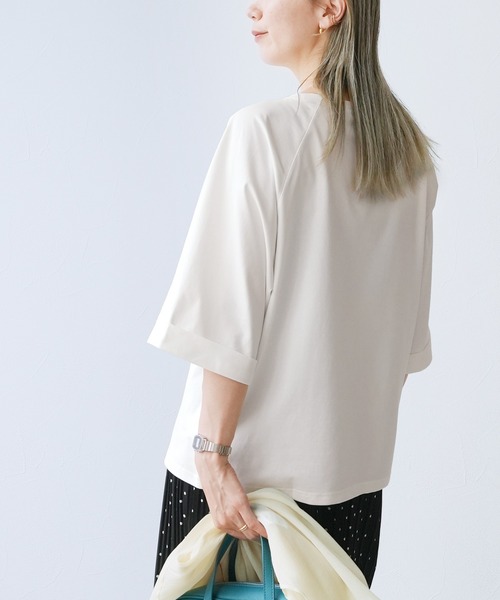 reca（レカ）の「【接触冷感】刺繍&プリント配色ロゴラグランTシャツ（Tシャツ/カットソー・レディース・グレイッシュベージュ/グリーン系その他/オフホワイト・FREE）」の11枚目の写真