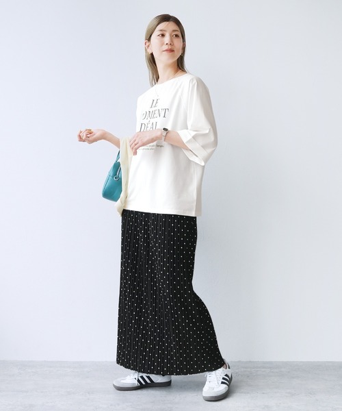 reca（レカ）の「【接触冷感】刺繍&プリント配色ロゴラグランTシャツ（Tシャツ/カットソー・レディース・グレイッシュベージュ/グリーン系その他/オフホワイト・FREE）」の12枚目の写真