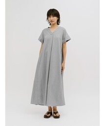 MIDIUMISOLID | MIDIUMISOLID for Ladies リネンライクVネックフレアワンピース(ワンピース)