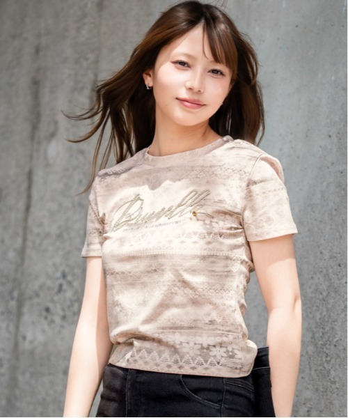 GORGE(ゴージ)の「《レース柄プリント×ビジューロゴ》Tシャツ/Y2K×フェミニン/春夏/全3色(Tシャツ/カットソー・レディース・オフホワイト/チャコール/ピンク・F)」の3枚目の写真