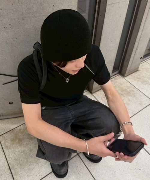 Chikashitsu +(チカシツプラス)の「【Chikashitsu +】6 eyelet beanie (2color) / 【チカシツプラス】アイレットビーニー(ニットキャップ/ビーニー・メンズ・ブラック/チャコール・ONE SIZE)」の6枚目の写真