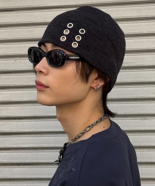 Chikashitsu +(チカシツプラス)の「【Chikashitsu +】6 eyelet beanie (2color) / 【チカシツプラス】アイレットビーニー(ニットキャップ/ビーニー・メンズ・ブラック/チャコール・ONE SIZE)」の11枚目の写真
