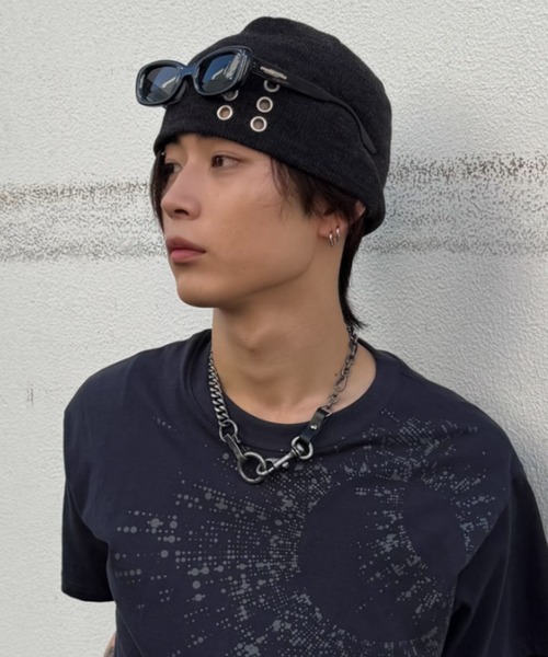 Chikashitsu +(チカシツプラス)の「【Chikashitsu +】6 eyelet beanie (2color) / 【チカシツプラス】アイレットビーニー(ニットキャップ/ビーニー・メンズ・ブラック/チャコール・ONE SIZE)」の13枚目の写真